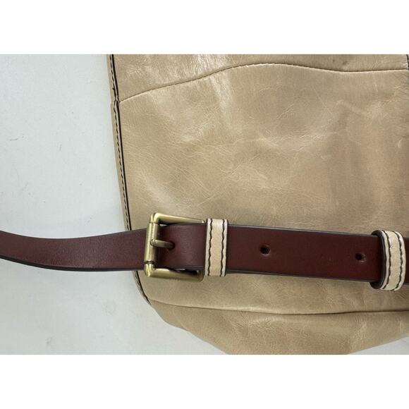 Hard to Find HOBO Aviva Leather Crossbody Cream and Brown Purse - Picture 12 of 12